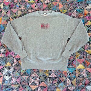 Vintage 90s Champion Reverse Weave Sweatshirt Script Size Small Heather Grey